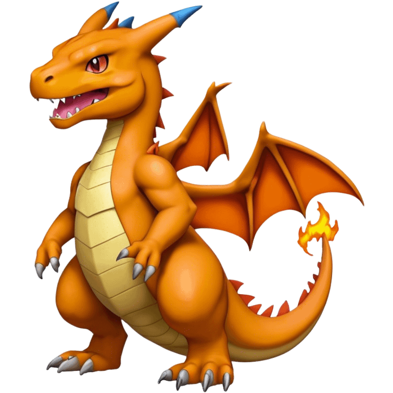 Cool edgy Agumon-Charizard-Digimon, full body  emoji