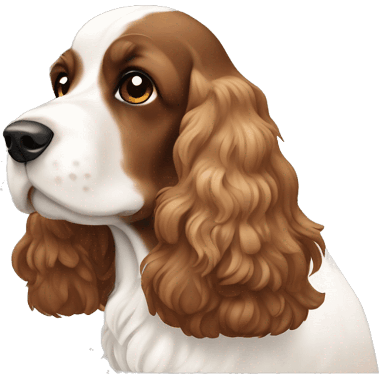 a brown white and tan cocker spaniel  emoji