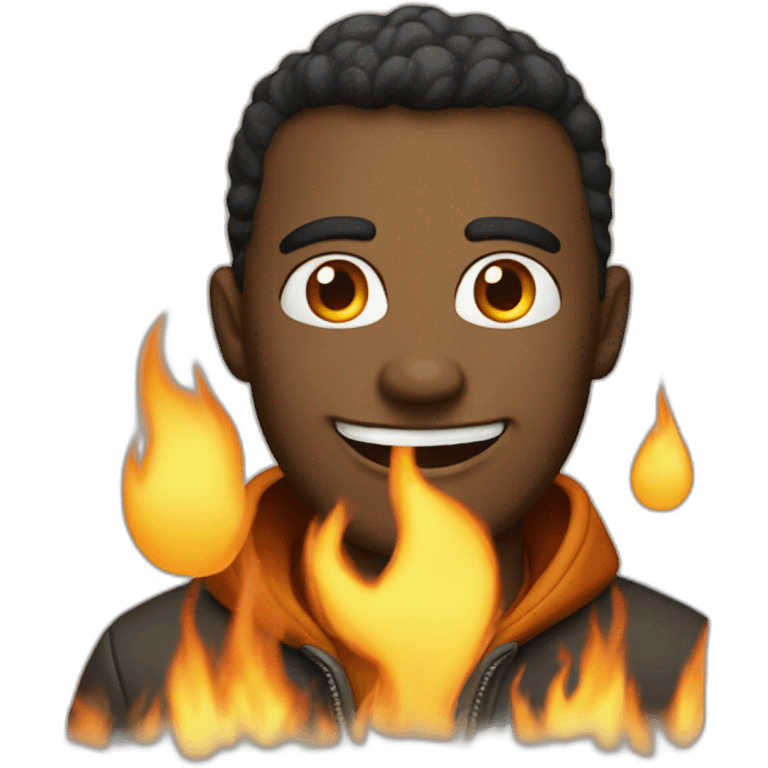 Cool Guy who have eyes in fire and big smile emoji