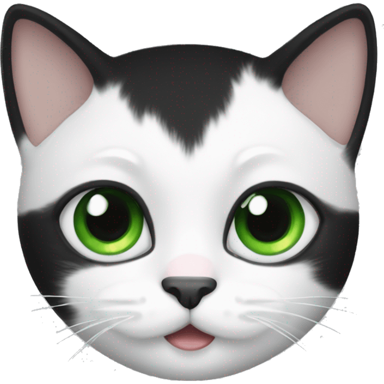 cute black-and-white-cat green eye emoji