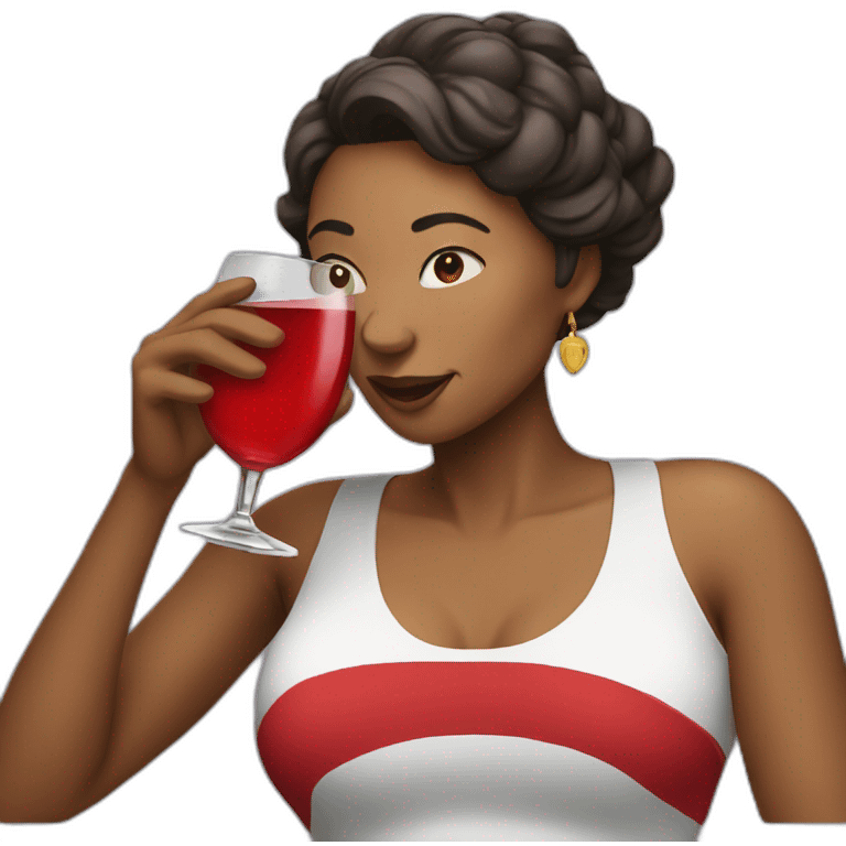 woman drinking red win emoji