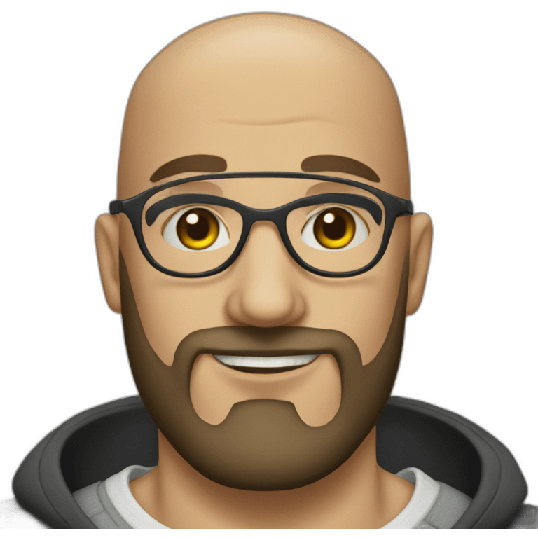 bald beard man with tattoo in glasses emoji