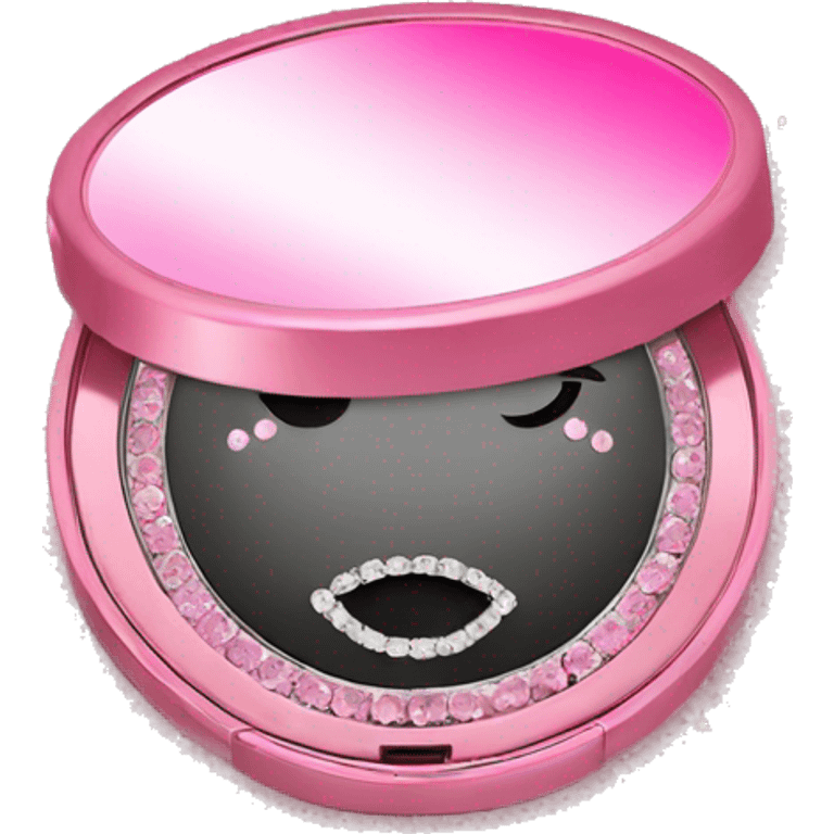 Pink bling mirror compact emoji