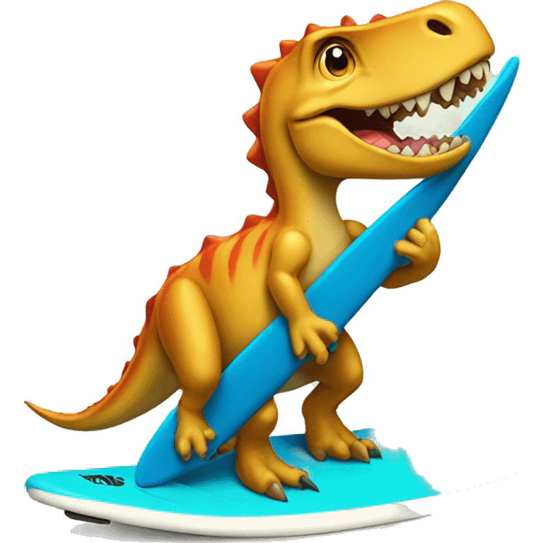 Dino on a surf board emoji