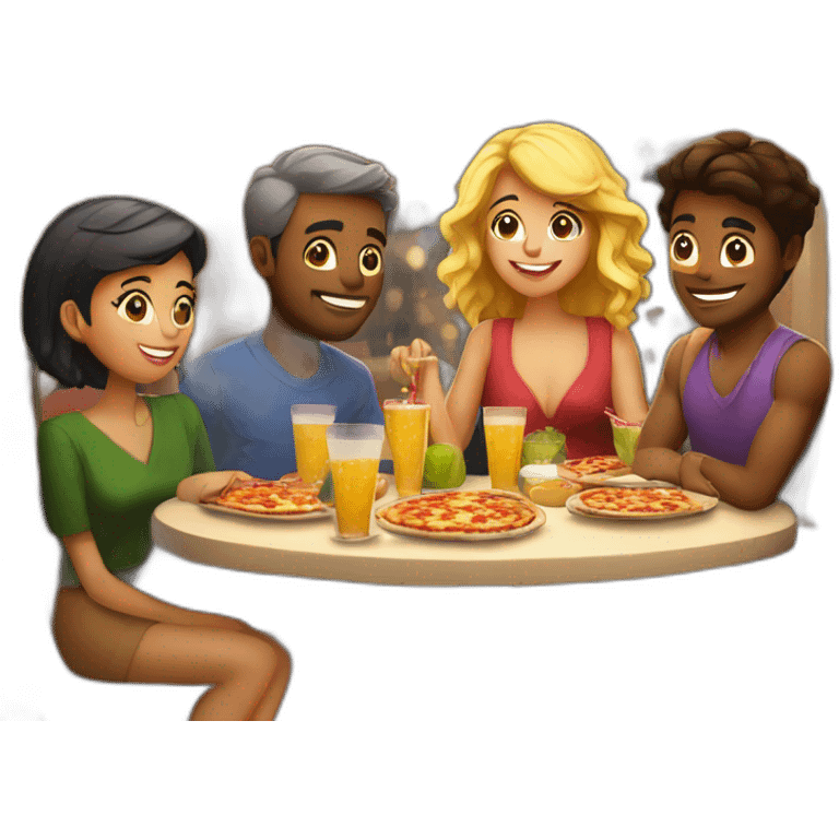 New year eve Party in a Pizzeria emoji