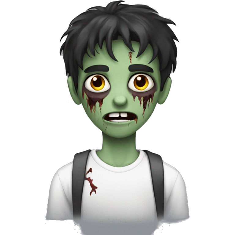 teen boy zombie with dark hair and white shirt emoji