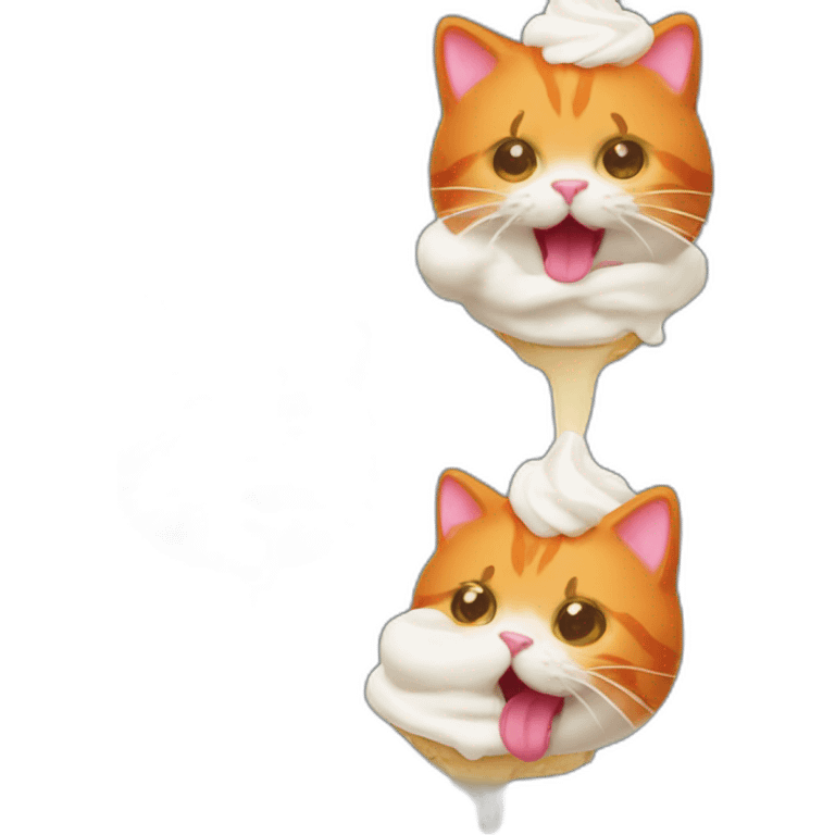 orange cat with tongue out eating whipped cream  emoji