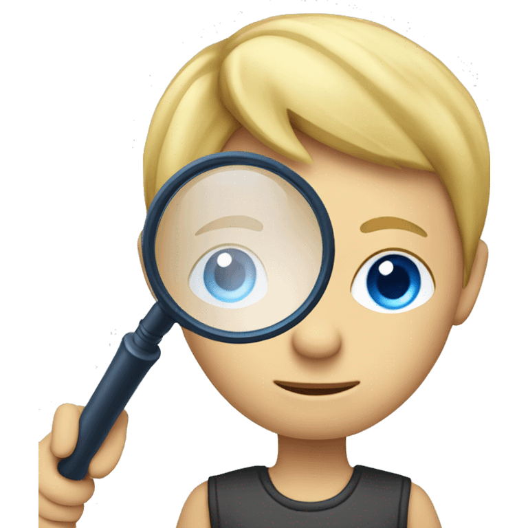 blonde &blue eyes boy with a magnifying glass emoji