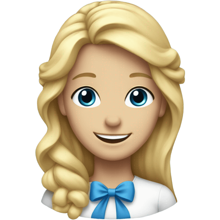 smiling solo with blue bow with blonde hair  emoji