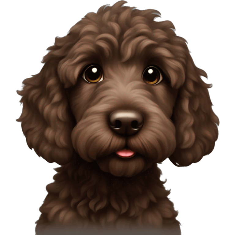 Dark brown Australian labradoodle puppy emoji