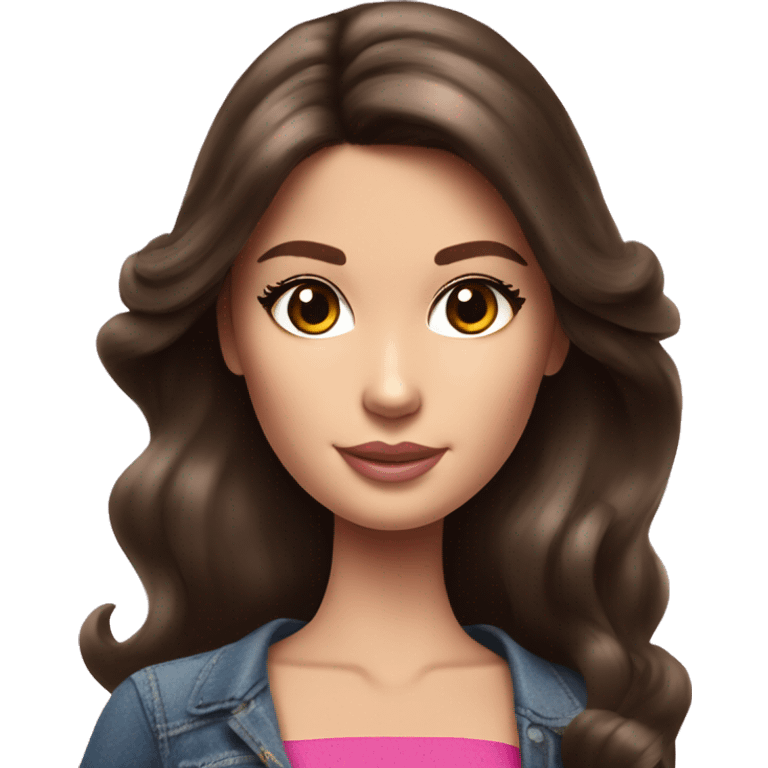 Beautiful Barbie brunette drawing on a tablet emoji