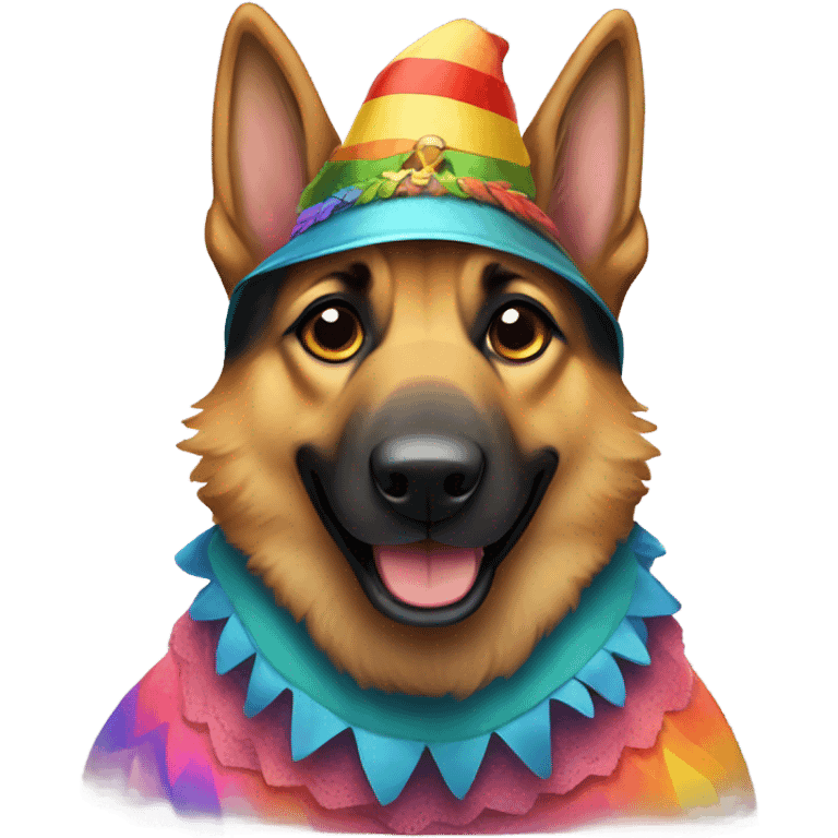 german shepherd dog wearing costume  emoji