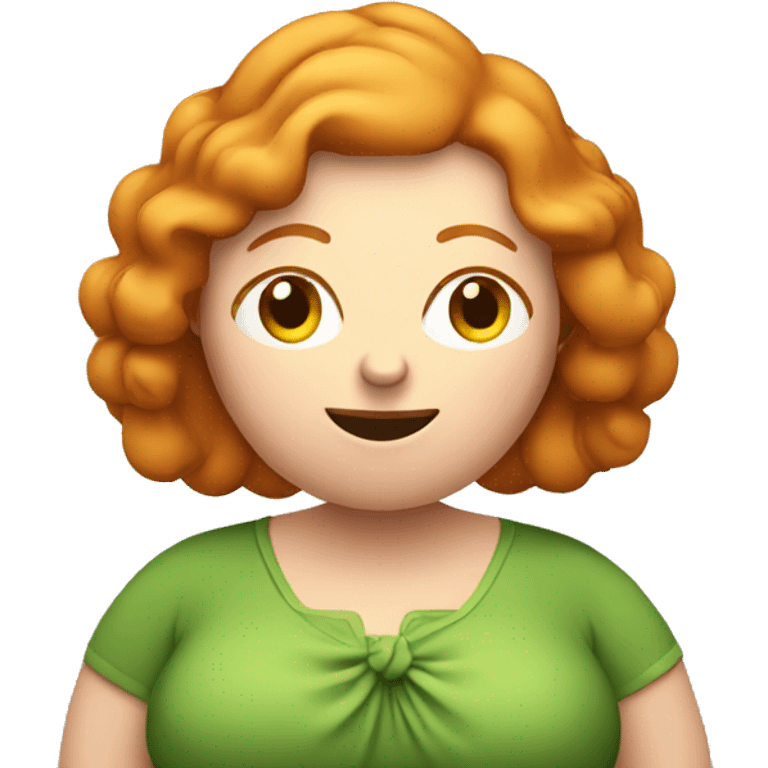 Fat ginger woman holding an apple emoji