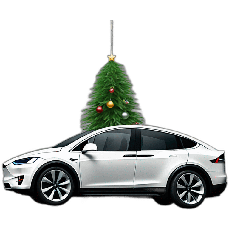 Tesla Model X as hanging Christmas tree decoration emoji