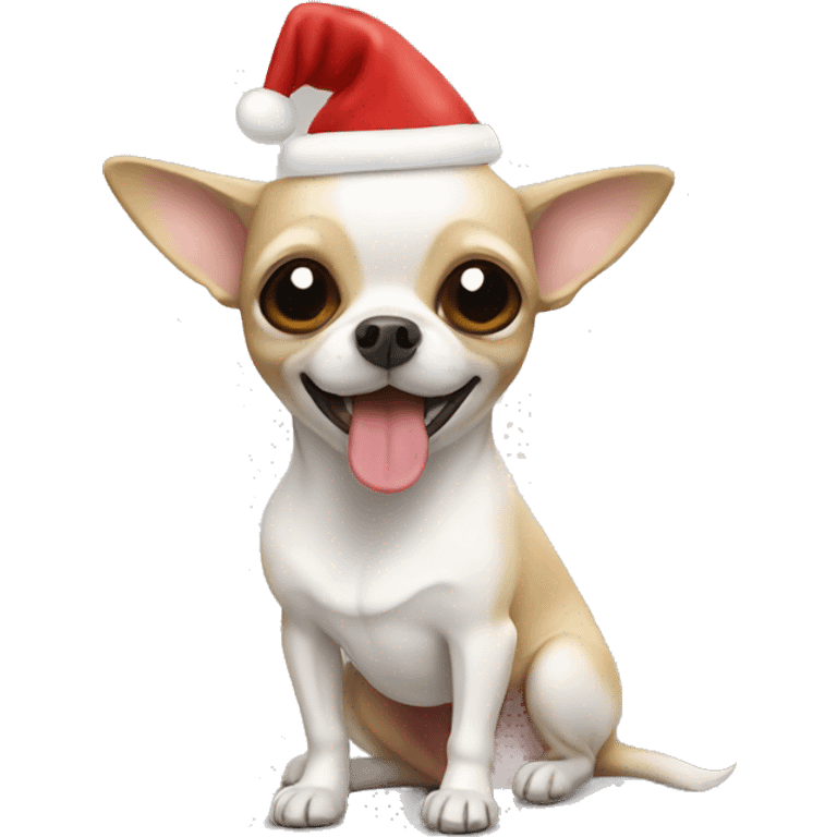 Light Chihuahua with christmas head  emoji