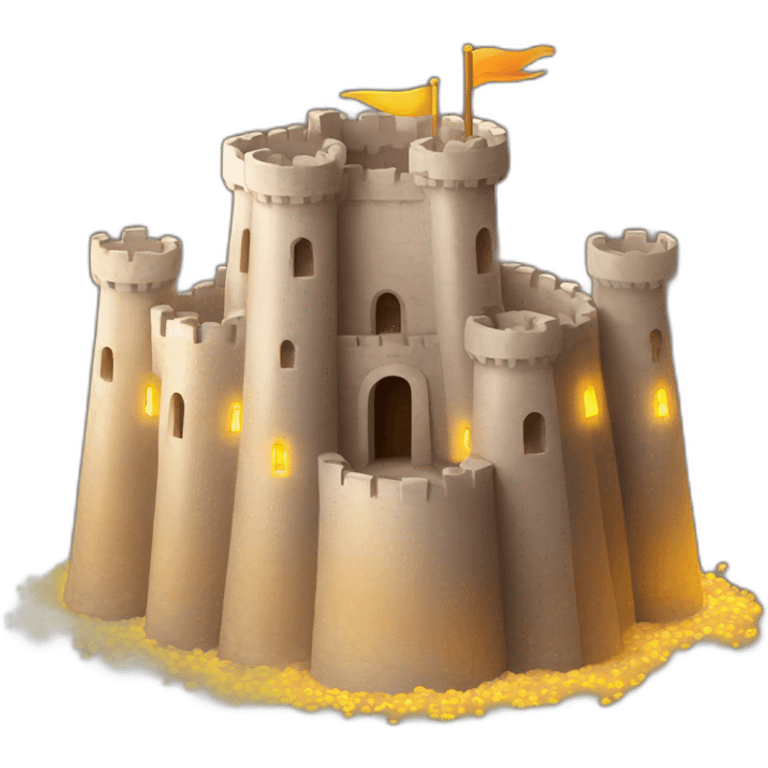 Castillo de arena con luces emoji