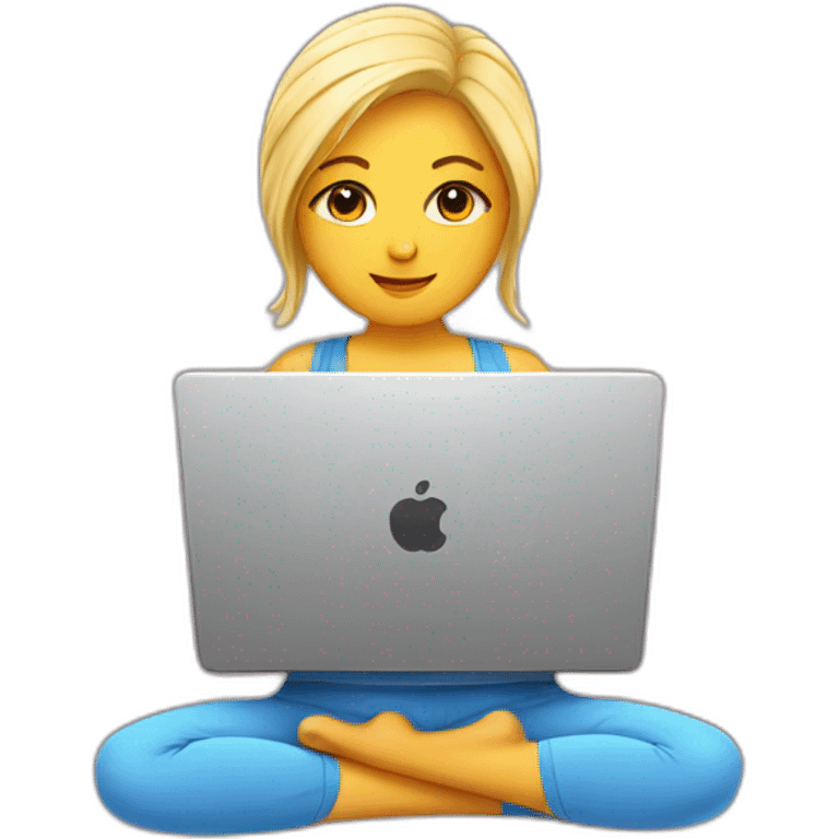 laptop with yoga clothes emoji