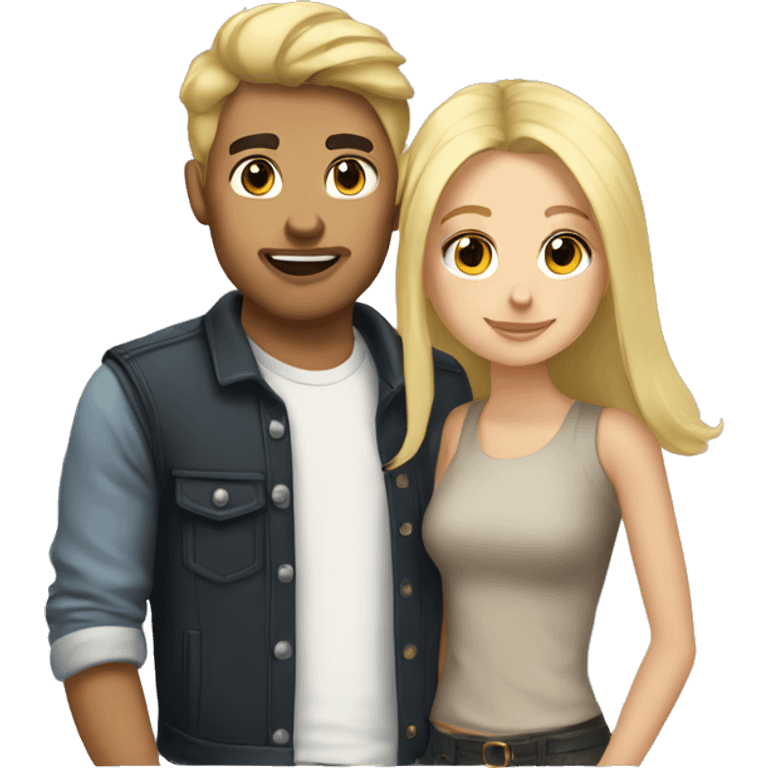 Blonde boyfriend and brunette girlfriend emoji