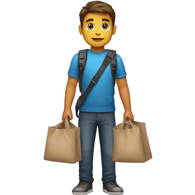 young guy with süport bag emoji