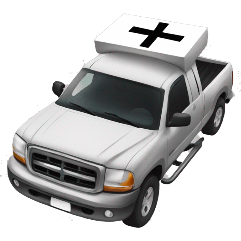 Lifted Pickup truck with Christian cross emoji