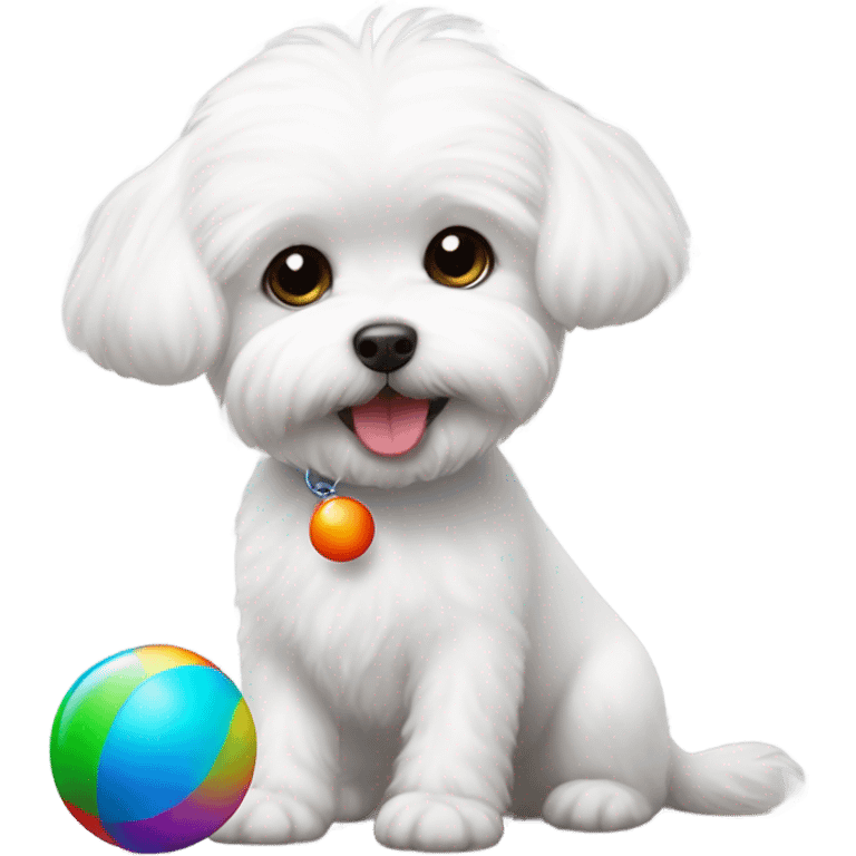 Bichon maltese play with a ball emoji