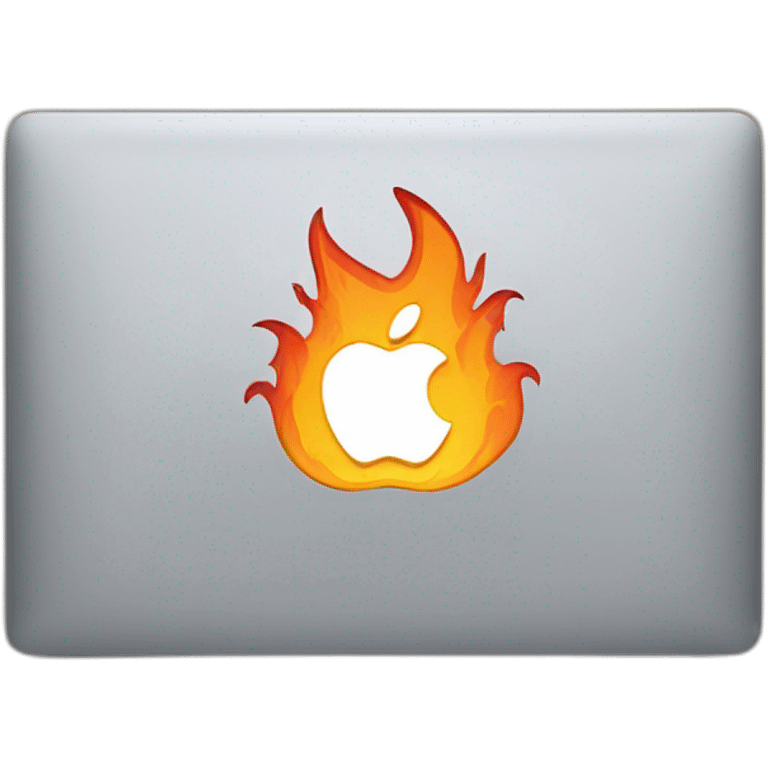 macbook pro with flames emoji