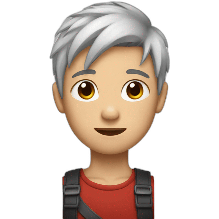 Boy with scar and red and white hair  emoji