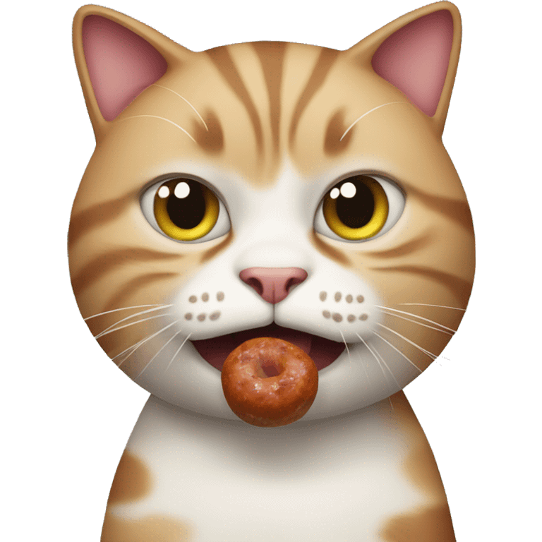 ugly cat with a sausage emoji