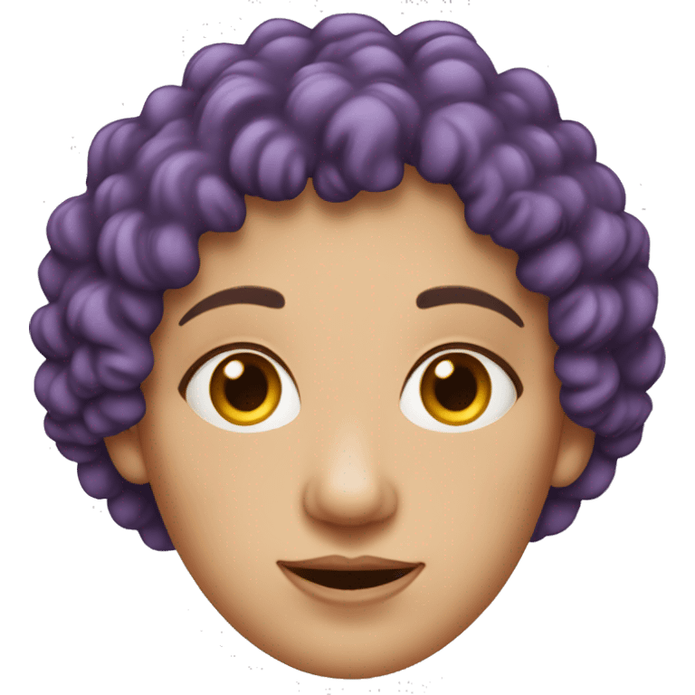 European, purple curly hair, woman, middle-aged, nose ring. emoji