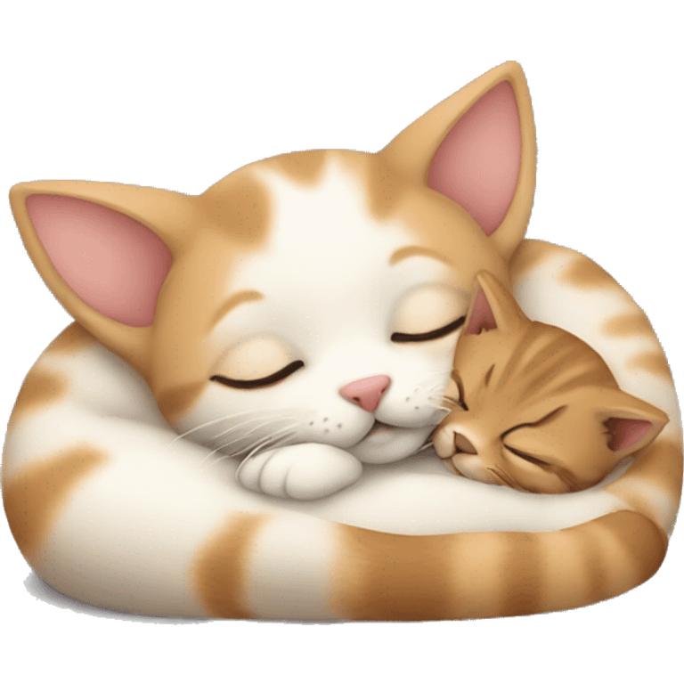 Kitten sleeping with puppy emoji