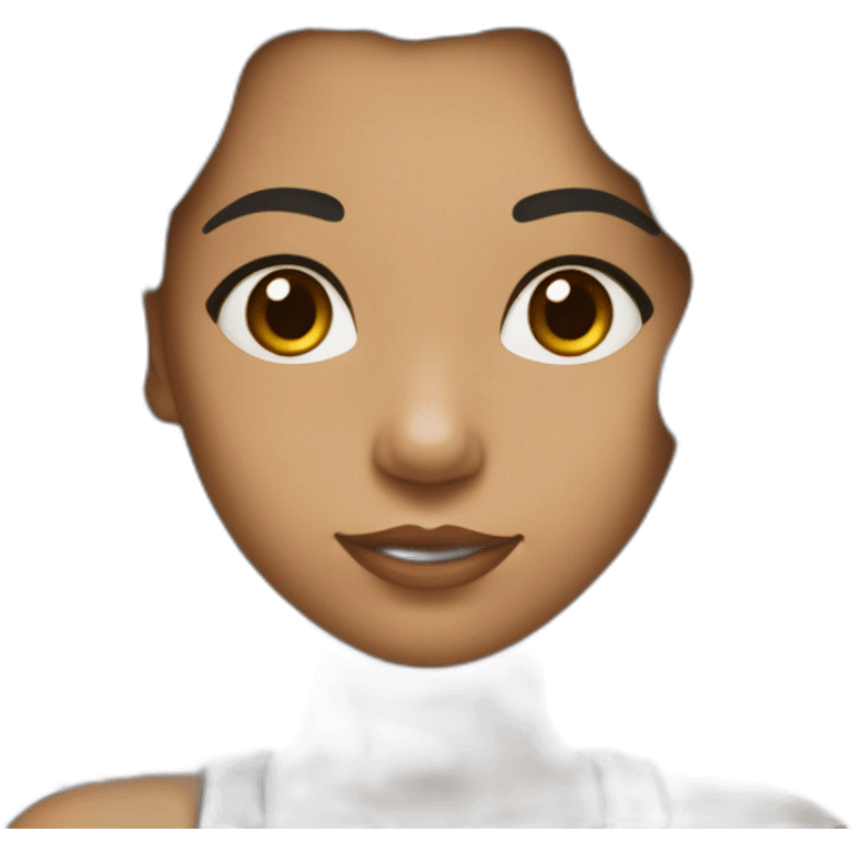 une jeune fille au cheuveux noir avec des taches de rouseur et la peau blanche emoji