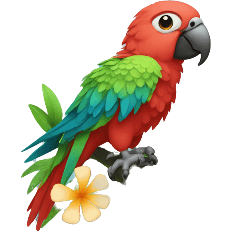 parrot with a flower emoji