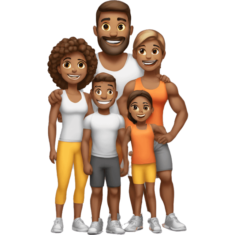 happy muscular family emoji