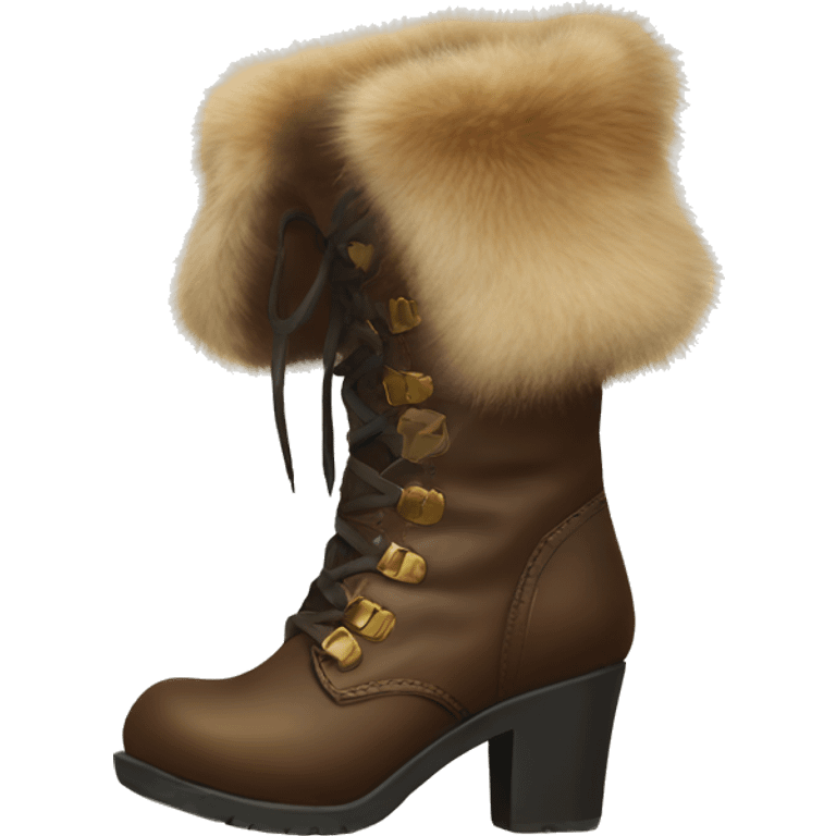 Leather high heal boots with fur emoji