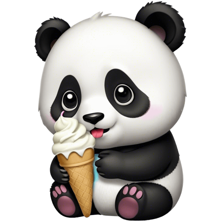 Panda eating ice cream emoji