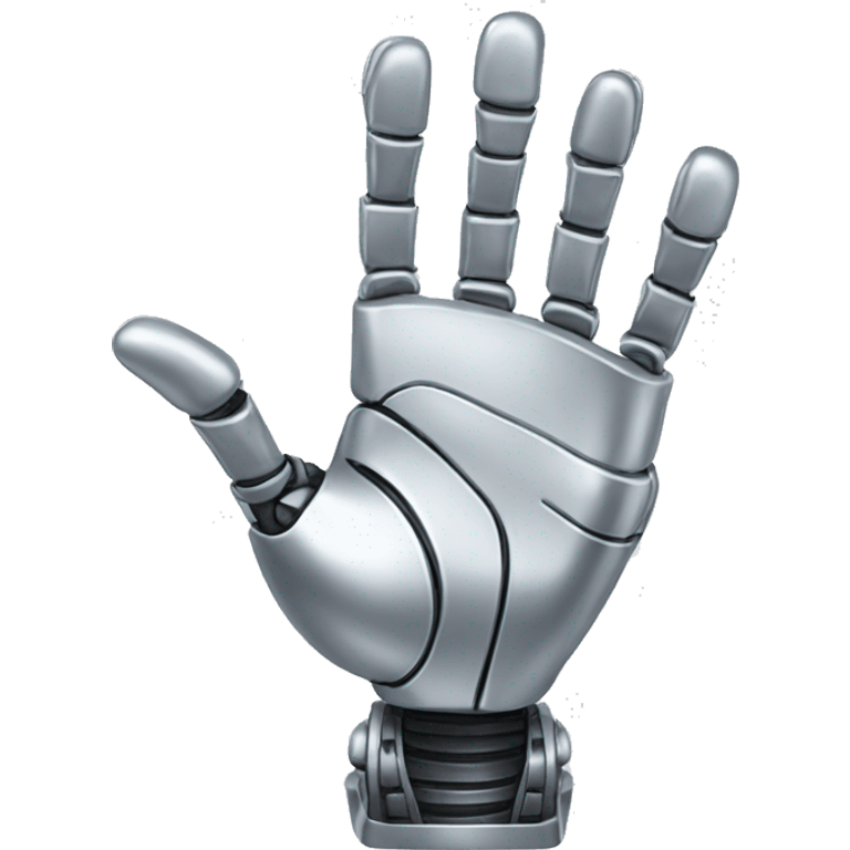 silver robotic waving hand emoji