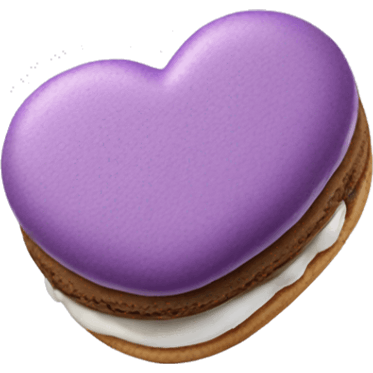 purple Realistic isolated heart shaped macaron cookie laying down flat emoji