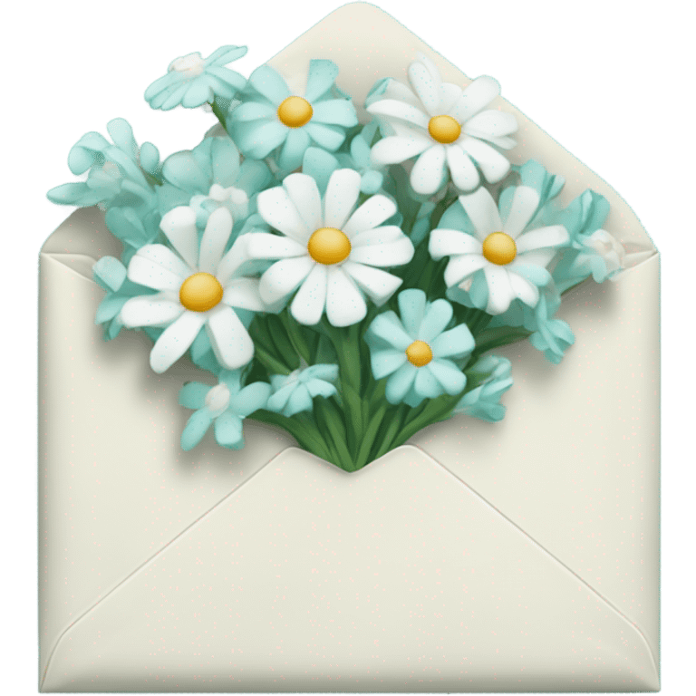 tiffany envelope with white flowers emoji