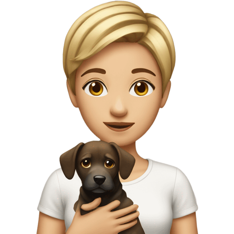 Girl short hair with dog emoji