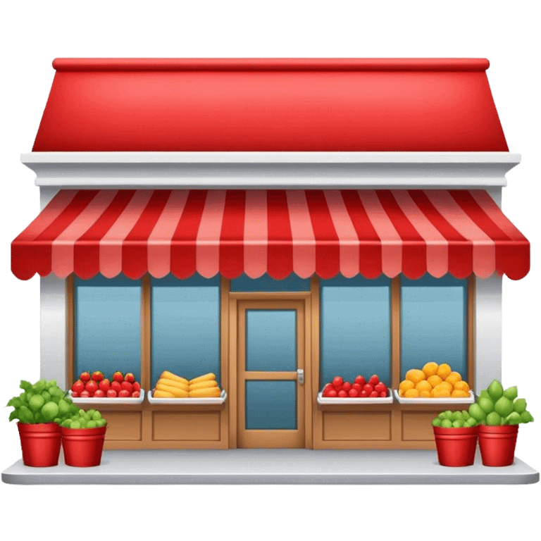 a market store, retail shop building with a toldo rojo y blanco emoji