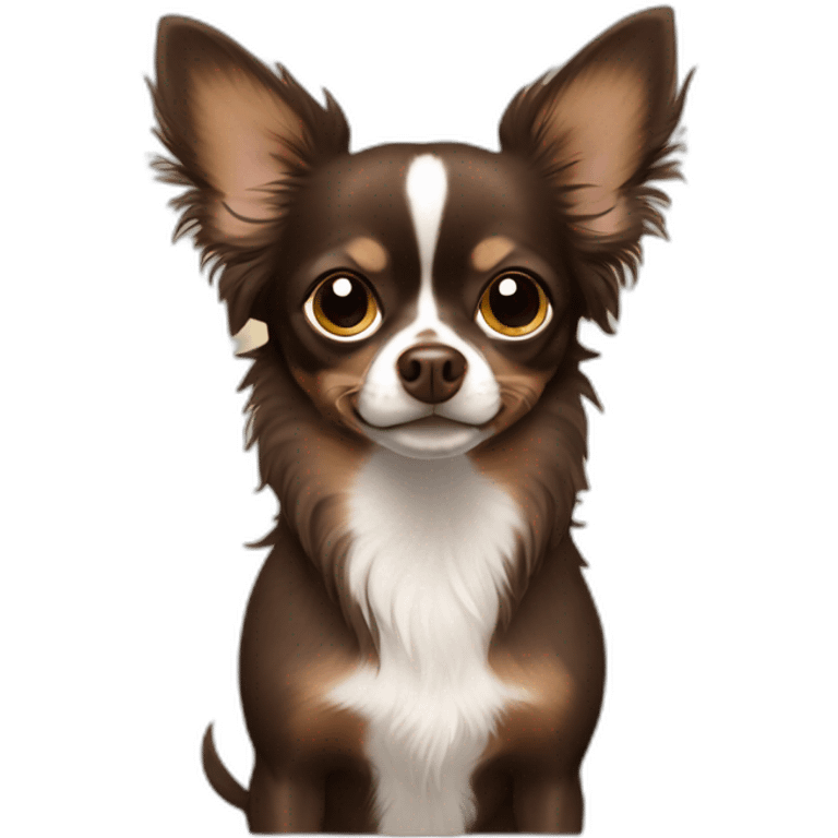 Long-hair dark brown Chihuahua brown eyes emoji