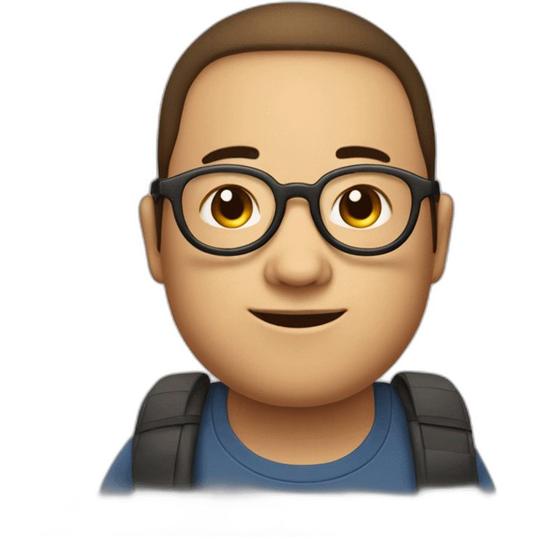 Tennage boy with plump face/round cheeks and circular glasses. Somewhat long brown hair that goes a little below ears. No hair on face and fat cheeks emoji