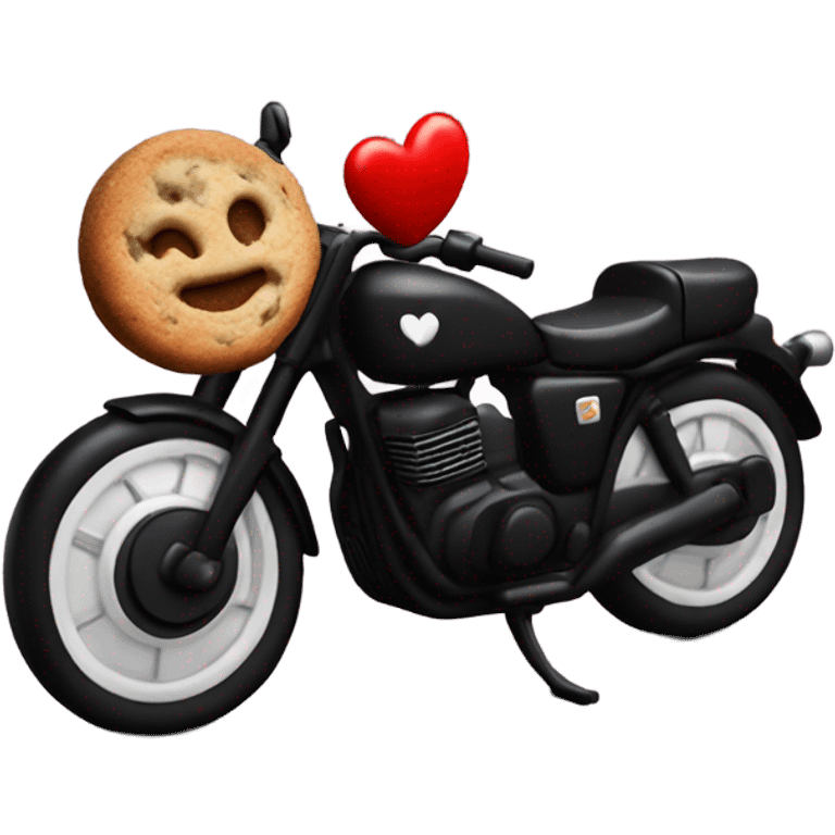 cookie heart with black motorcycle  emoji