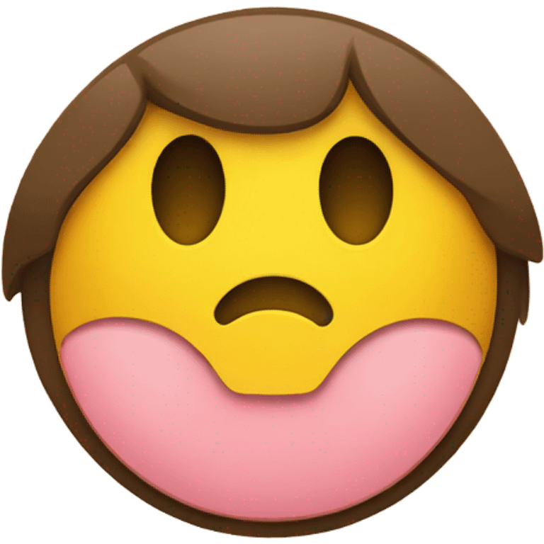 Round yellow emoji face with a bored expression, downturned mouth and tongue poking out emoji