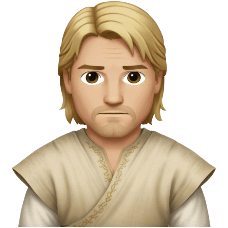 Jaime Lannister from game of thrones, cloth shirt, middle part hair emoji