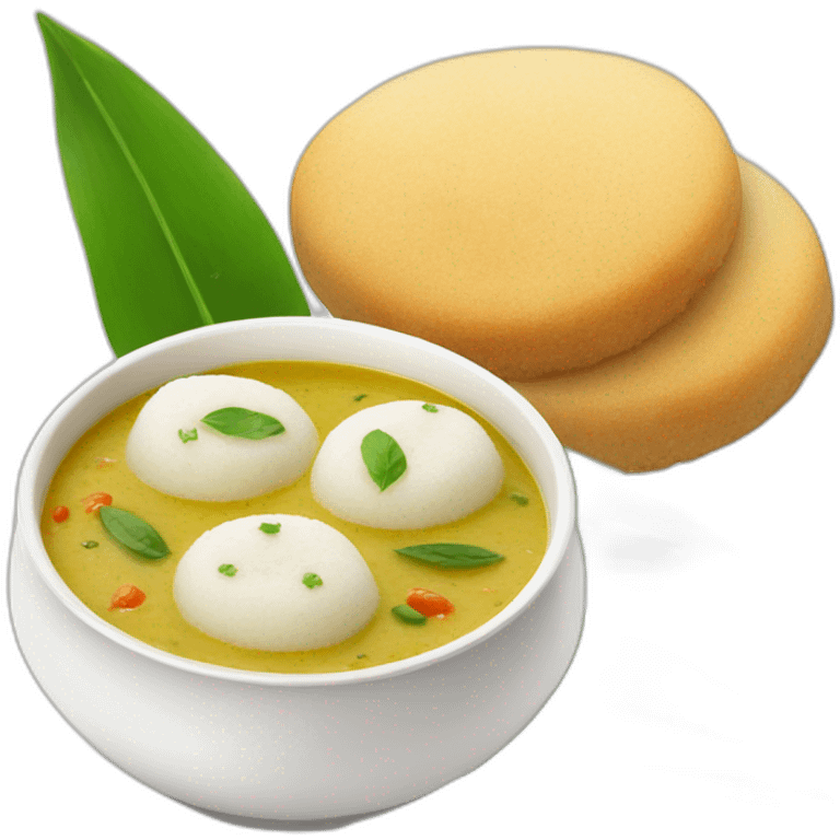 White Idli sambhar and white chutney emoji