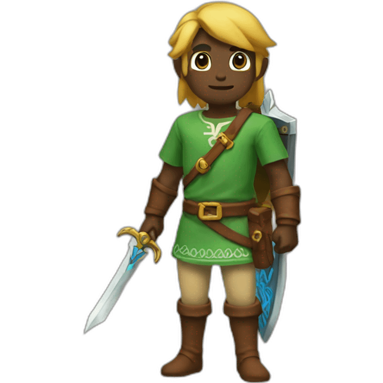 Link from Zelda but with black skin color emoji