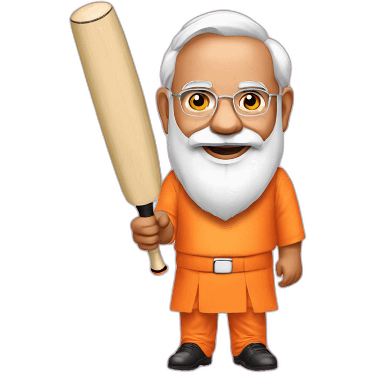 Narendra modi with cricket bat emoji