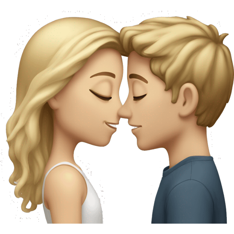 White girl with brown hair kissing white boy with blond hair emoji