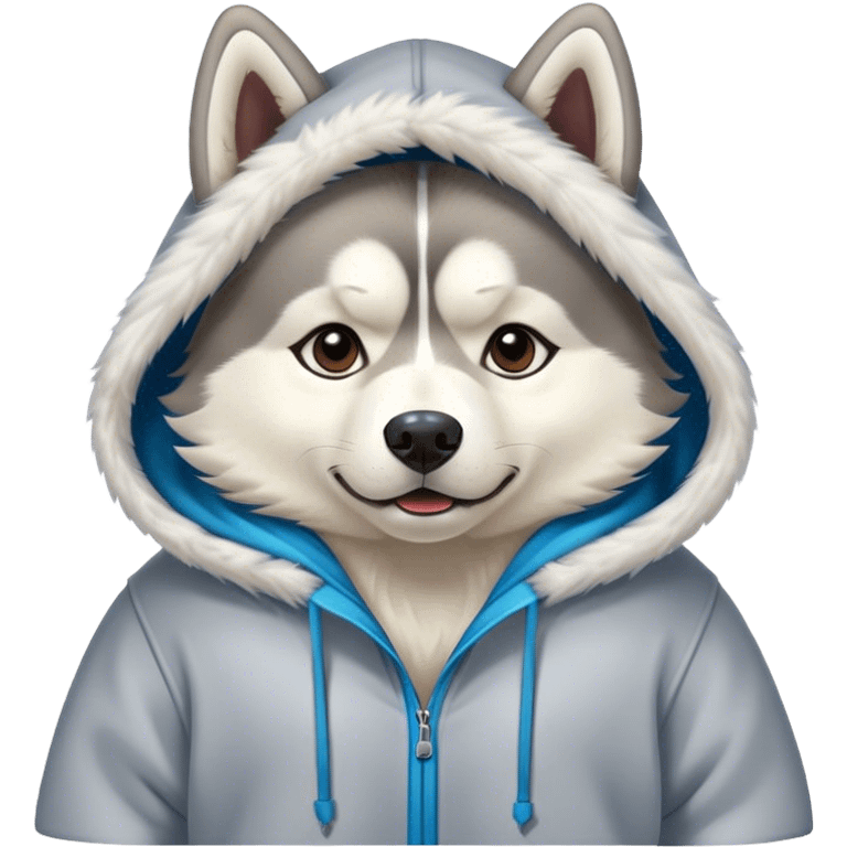 Huskie wearing hoody emoji